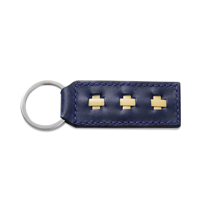 leather key chain marine blue