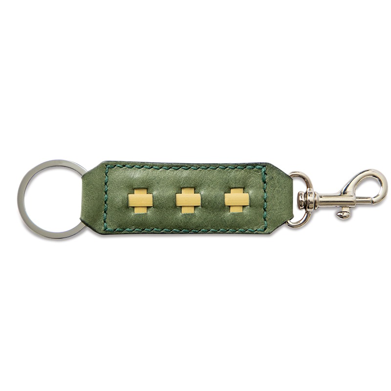 leather key ring and clasp olive green