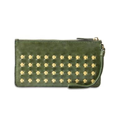 Olive Green Leather Clutch