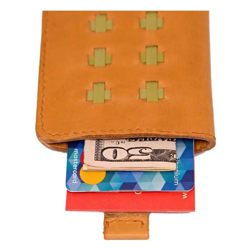 slim wallet brown top view
