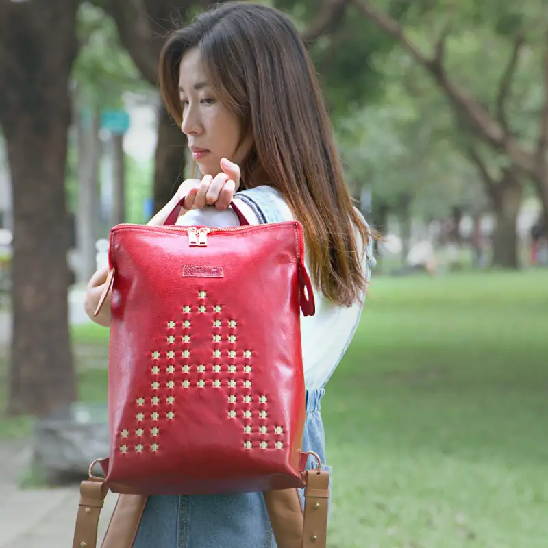 Emory Red Leather Convertible BackPack Purse [P. Sherrod] - Black Beauty &  Supply