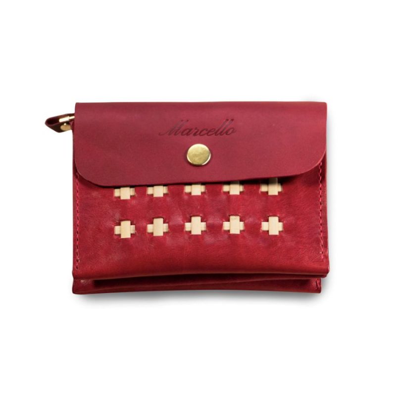 accordion wallet ruby red