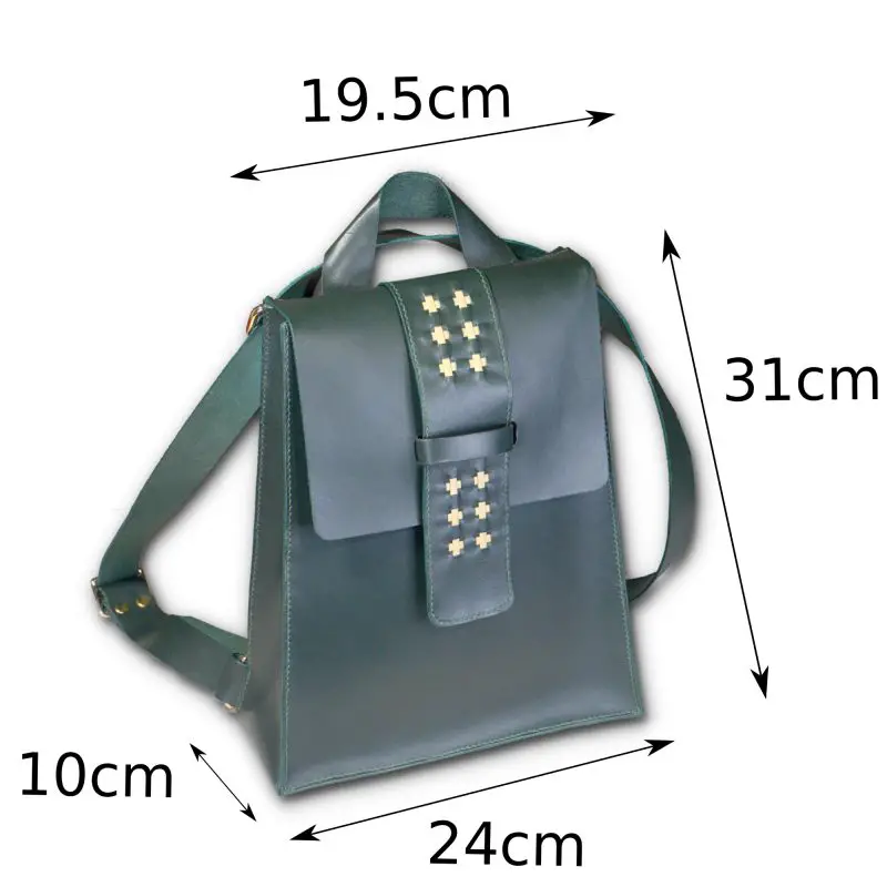 green mini backpack dimensions