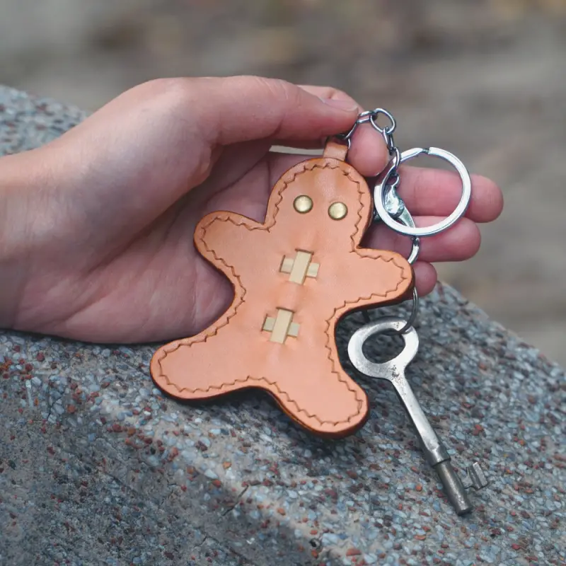 gingerbread man on wall keys in hand