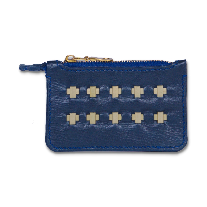 blue zipper wallet