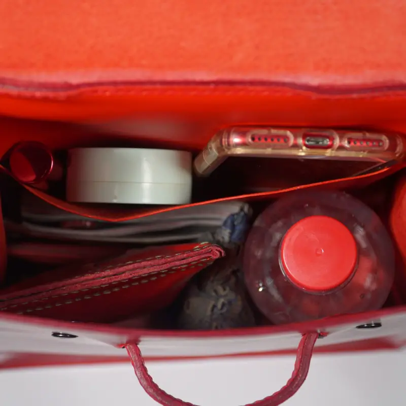 red mini backpack inside