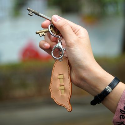 竹編皮革台灣造型鑰匙圈