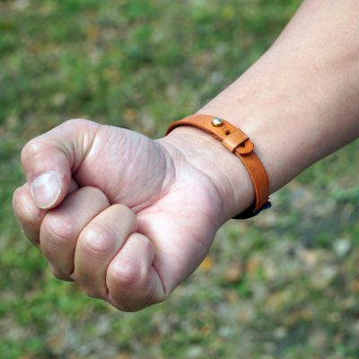 Men’s Leather Bracelet in Woven Bamboo